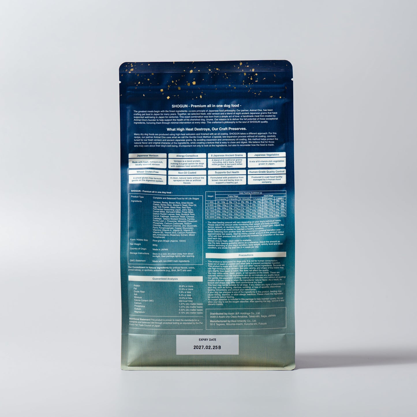 SHOGUN Premium Dog Food package - side view