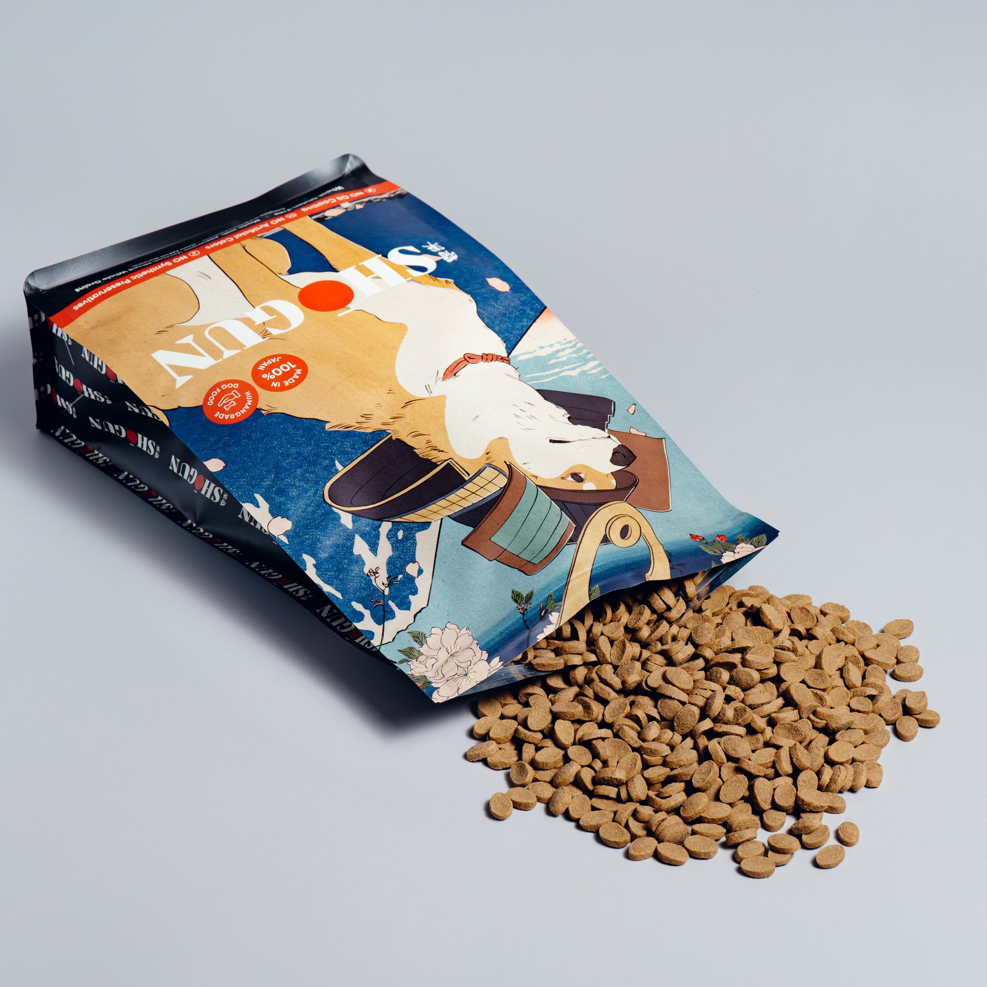 SHOGUN Premium Dog Food - dog with bowl